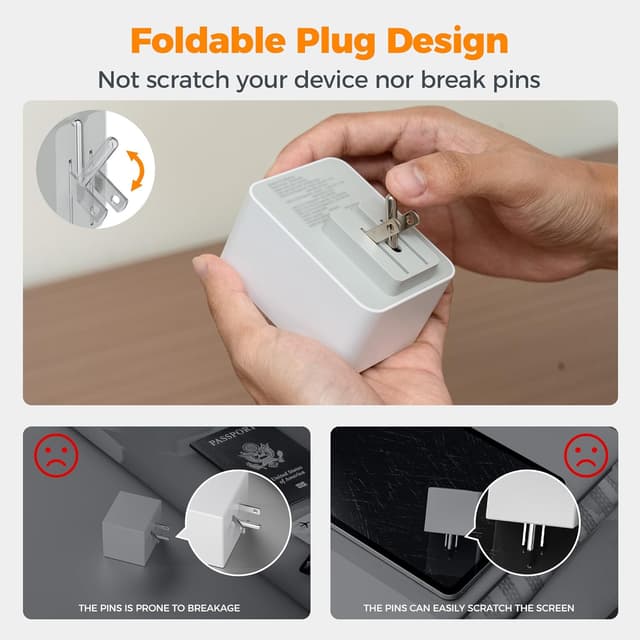 Detalle de TESSAN UK to US Plug Adaptor 2 Pack 20W