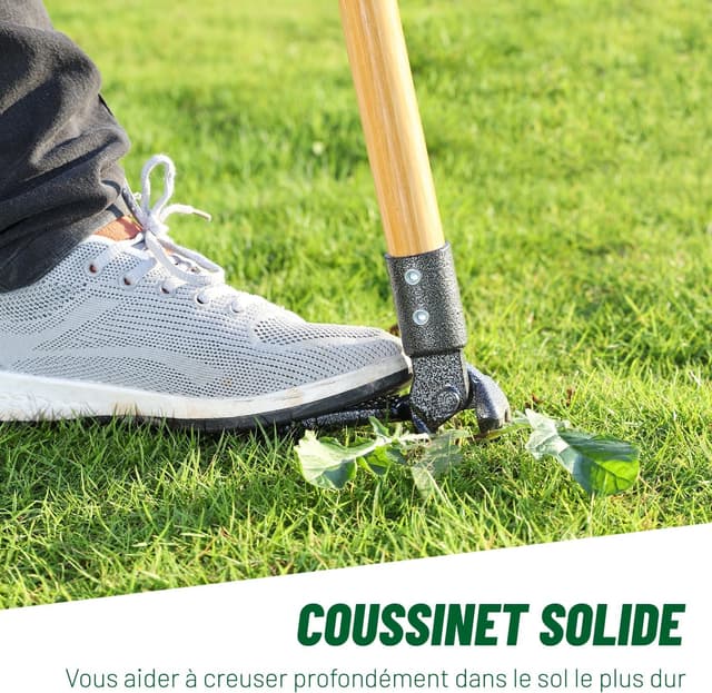 Detalle 2 de Ormalla Désherbeur manuel 1,1 m à arracher le pissenlit, manche en bambou naturel et 4 griffes métalliques