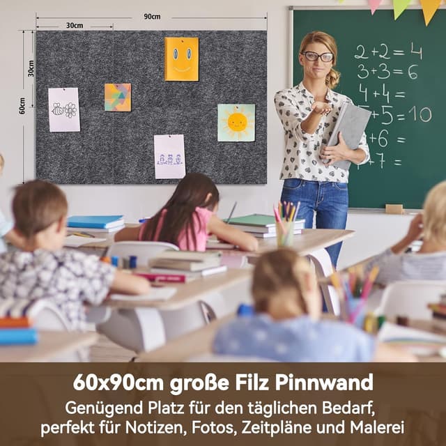 Detalle de CUHIOY Filz Pinnwand 6er Set mit 60 Pins