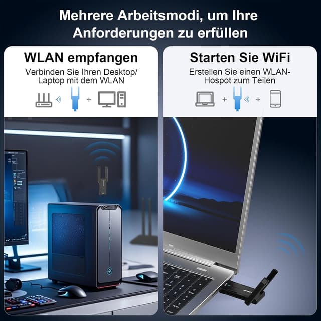 Thumbnail 6 de NEWFAST WLAN Stick mit 5400 Mbps Tri-Band