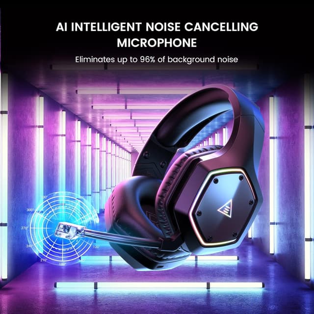 Detalle 2 de EKSA E1000WT Wireless Gaming Headset for PS4 PS5 PC (2.4G, 7.1 Surround, 36-Hour Battery, Mic ENC, RGB)