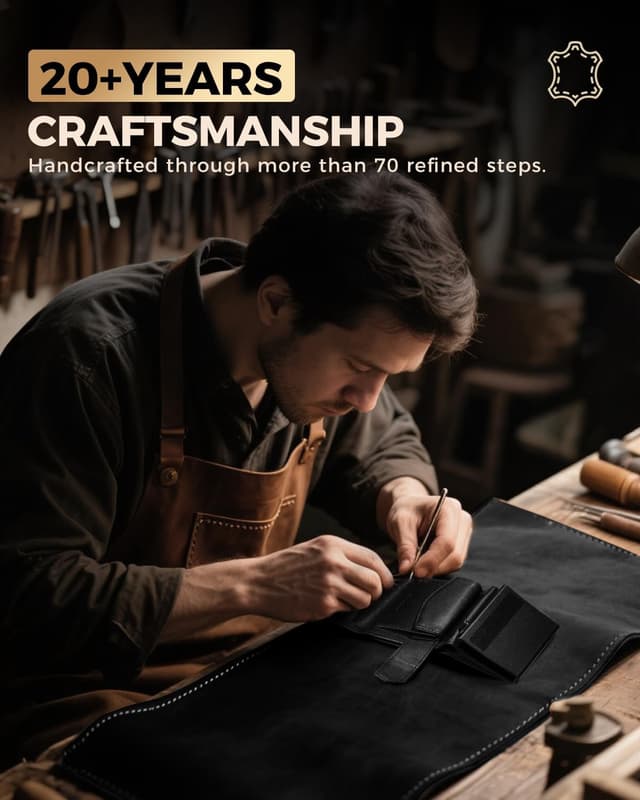 Detalle de LORZOR Magnetic Closure Card Holder with XXL Coin Pocket – Slim Genuine Leather RFID Wallet