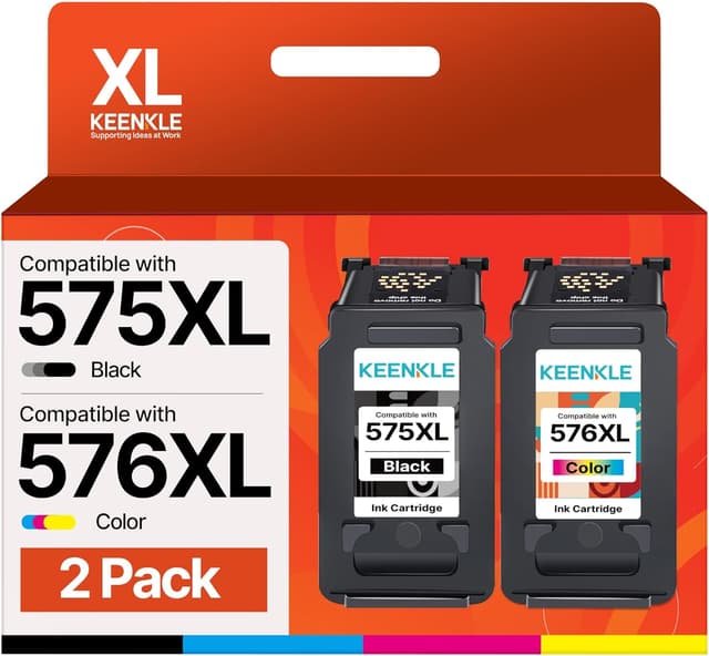 Detalle de KEENKLE PG-575XL & CL-576XL Patronen Multipack (575 Schwarz, 576 Farbe) für Canon Pixma TS/TR 2er-Pack
