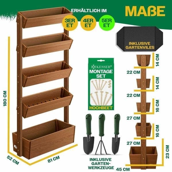 Detalle 2 de KESSER® Huerto Elevado con Estanterías 🌿 5 Niveles, Marrón
