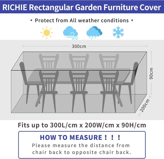 Detalle 2 de RICHIE Waterproof Anti-UV Tarpaulin Cover for Garden Tables and Patio Furniture