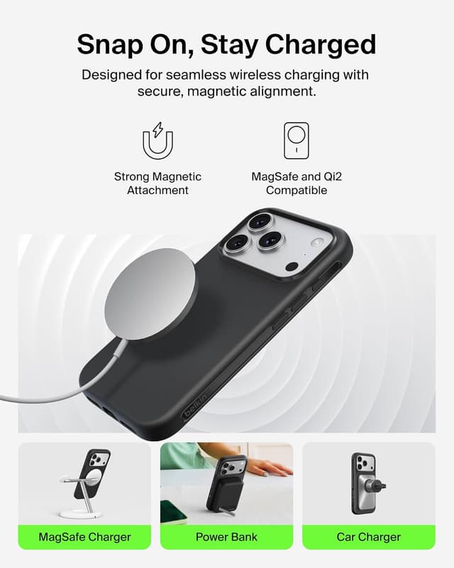 Detalle de Belkin SheerForce Protect MagSafe-Compatible iPhone 17 Pro Case (Slim, Transparent, Shockproof) – Black