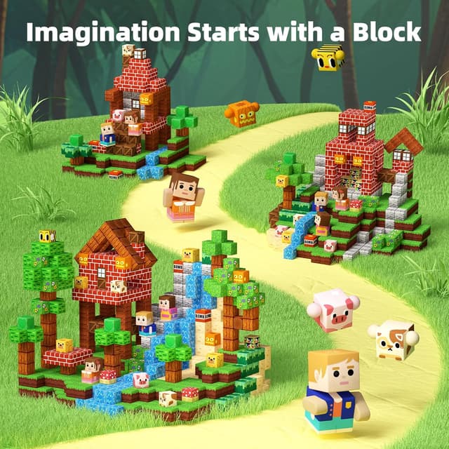 Detalle 2 de KIDCHEER Wald Magnetische Bausteine 100 Stück