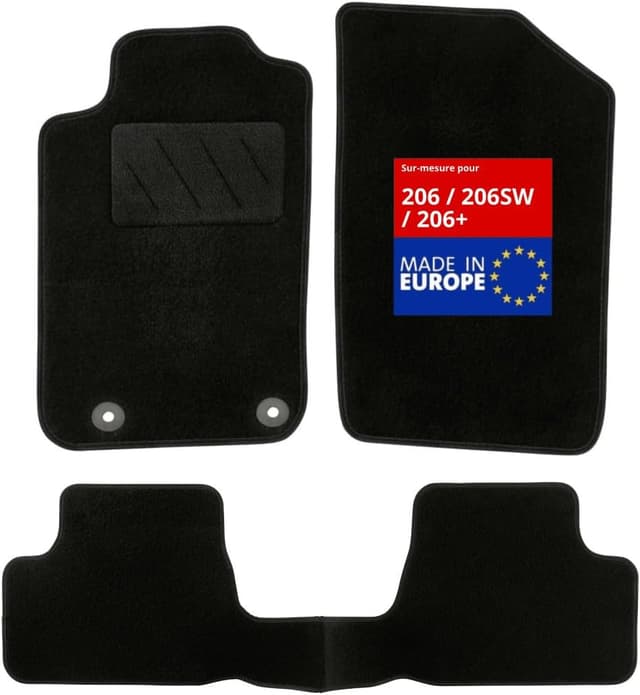 Detalle de DBS 01763178 Fußmatten-Set vorne und hinten für Peugeot 206 – schwarz