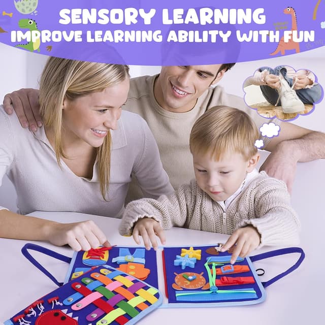Detalle 2 de Montessori busy board sensory toy 18 activities