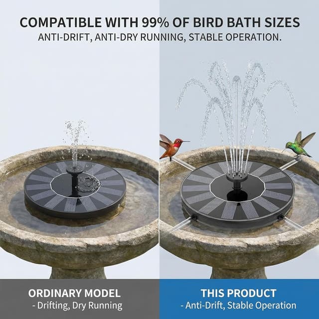 Detalle de AebeChun Solar Springbrunnen für außen – schwimmende Fontänenpumpe mit 6 Fontänenstilen