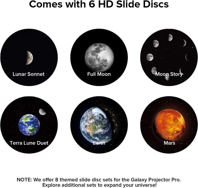 Detalle de YUNRAY Galaxy Projector Disc Set (6 Scheiben) – Ultra-HD Projektion, kompatibel mit Galaxy Projector Pro & Gen2