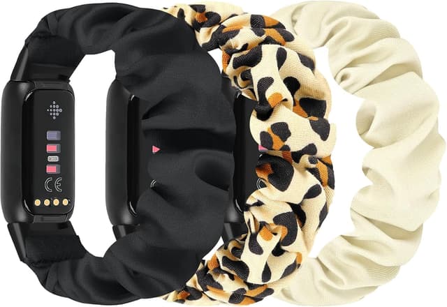 Detalle de DKGKOO 3 Pack Scrunchie Elastic Strap for Fitbit Luxe – soft fabric replacement band