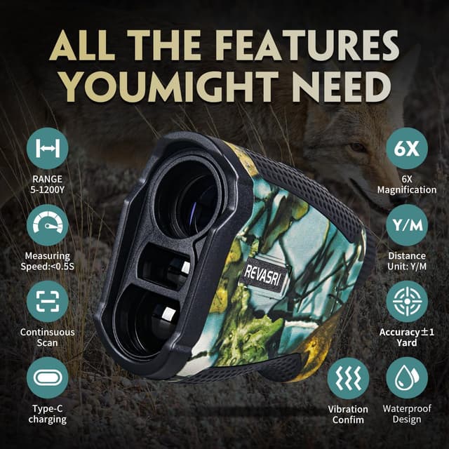 Detalle de REVASRI 1200Y/M telémetro 8x, alcance 1200 yd
