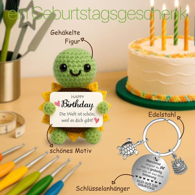 Detalle 2 de Farbeele Sonnenblumen-Schildkröte Schlüsselanhänger