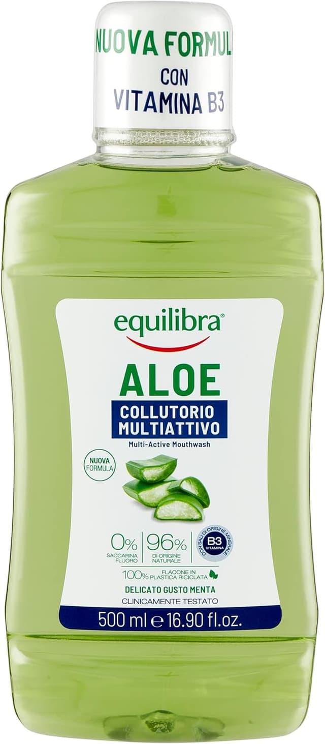 Detalle 2 de equilibra Igiene Dentale Aloe Collutorio Multiattivo al gusto menta (3 x 500 ml)