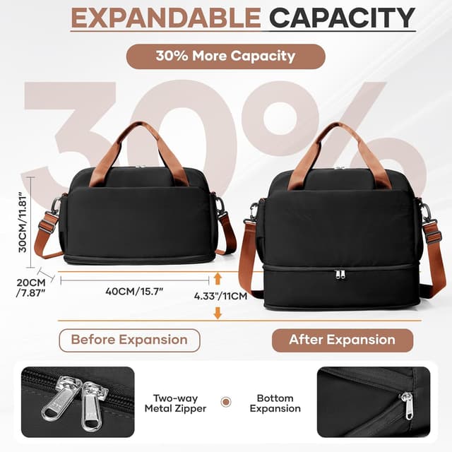 Detalle de HPLQQ Ryanair underseat cabin bag 40x30x20L weekend holdall with wet pocket, shoe compartment (F3 Black Brown)