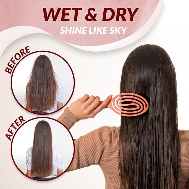 Detalle de Bio Haarbürste mit Wildschweinborsten (Coral) – Entwirrbürste ohne Ziepen mit Spirale