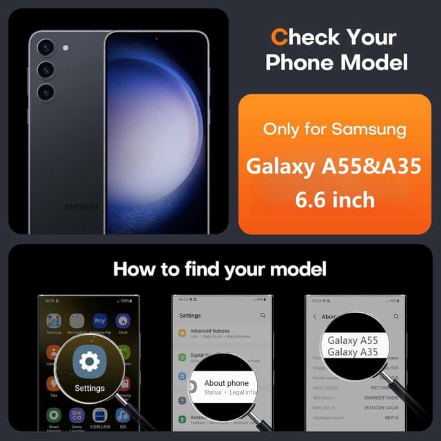 Detalle de Vaykwo Handykette für Samsung Galaxy A55 5G / A35 5G – transparente Case zum Umhängen mit Kameraschutz und Bildschirmschutz, grau