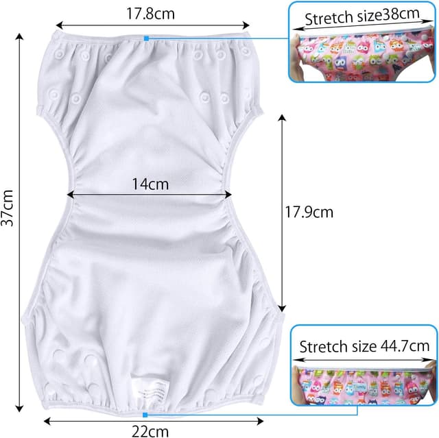 Detalle de Teamoy Reusable Swim Nappy (2 Packs) for Baby Boys & Girls – Adjustable, Washable Swimwear Nappies for Swimming Lessons & Holidays
