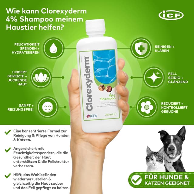 Thumbnail 1 de Clorexyderm 4% Shampoo 200ml für Hunde, Katzen, Pferde 🐾