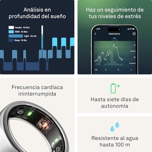 Detalle de Oura Ring Gen3 Horizon Brushed Titanium (Talla 13) — anillo inteligente para sueño, frecuencia cardíaca y estrés