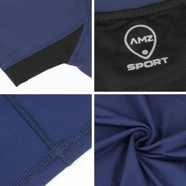Detalle 2 de AMZSPORT Maglietta a compressione da uomo a maniche corte Cool Dry per allenamento e corsa