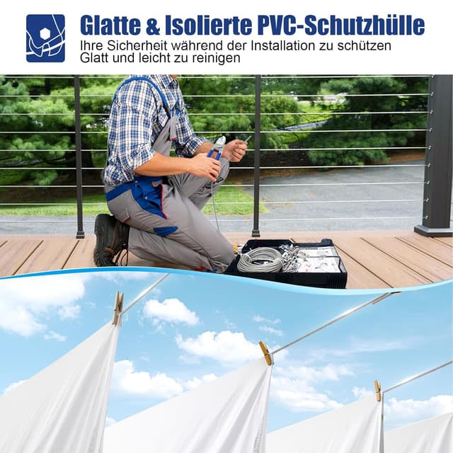 Detalle de Stahlseil-Kit 58-teilig, 30 m Edelstahlseil