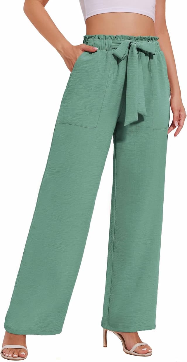 Detalle 2 de Neineiwu Palazzo-Hose für Damen: High-Waist Wide Leg mit Taschen