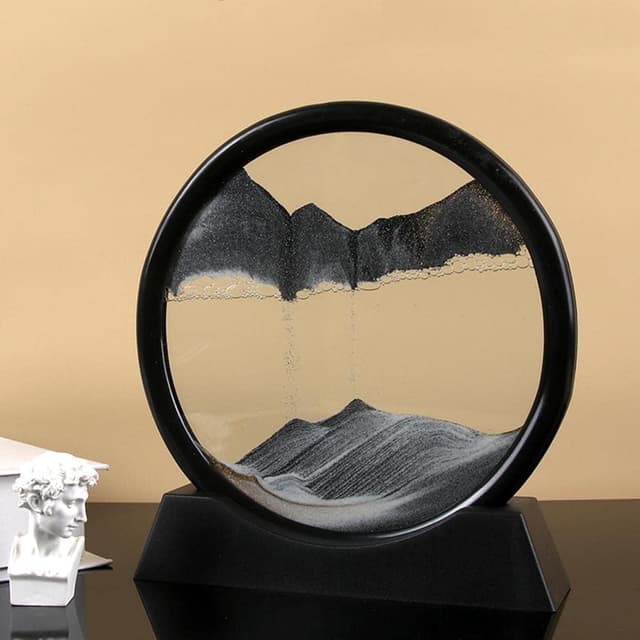 Detalle de Arthink Moving Sand Art Picture in Motion Round Glass 3D Deep Sea Landscape (12 inch) – Sensory desk decor