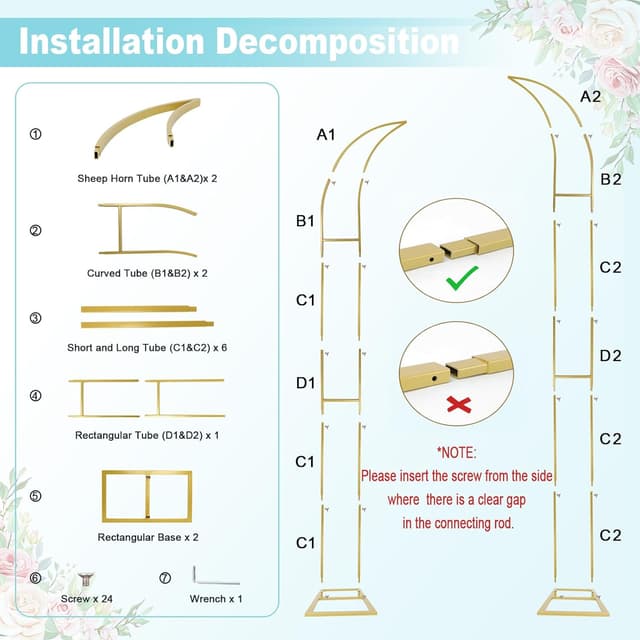 Thumbnail 2 de PlusFive Curved Wedding Arch Backdrop Stand 2m