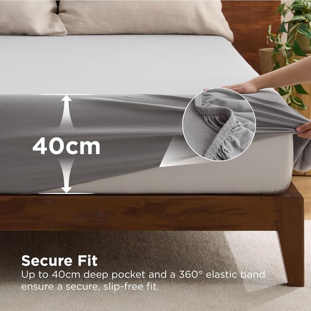 Detalle 2 de Bedsure King Jersey fitted sheet 40 cm