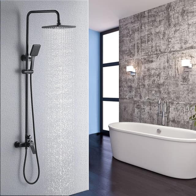 Imagen de Auralum Colonna Doccia Nera regolabile 0,9m‑1,2m en OfertitasTOP