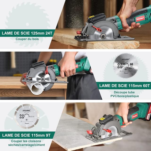 Thumbnail 5 de HYCHIKA Scie Circulaire Sans Fil 18V 3500RPM
