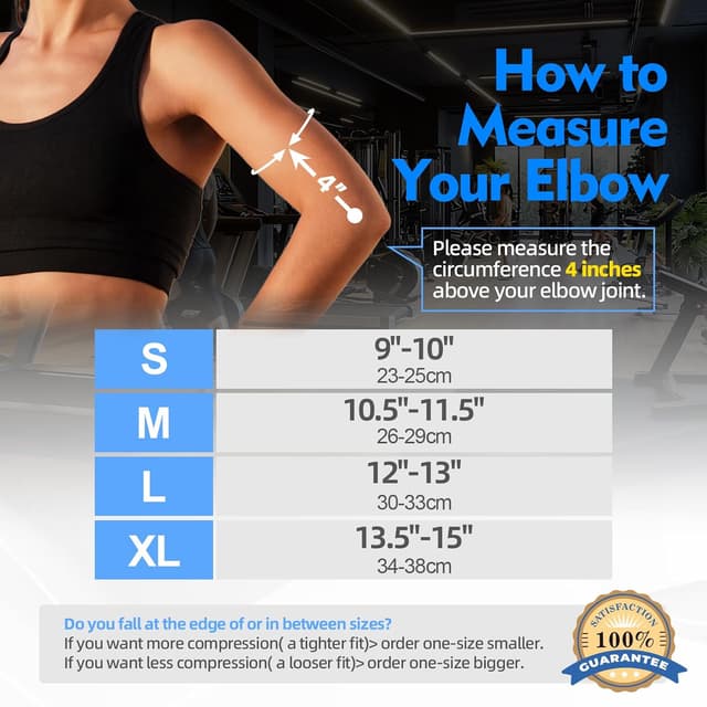 Detalle 2 de Lusenone Elbow Support with Strap (Adjustable Compression Sleeve) for Tennis/Golfers Elbow, Tendonitis & Arthritis, Size M