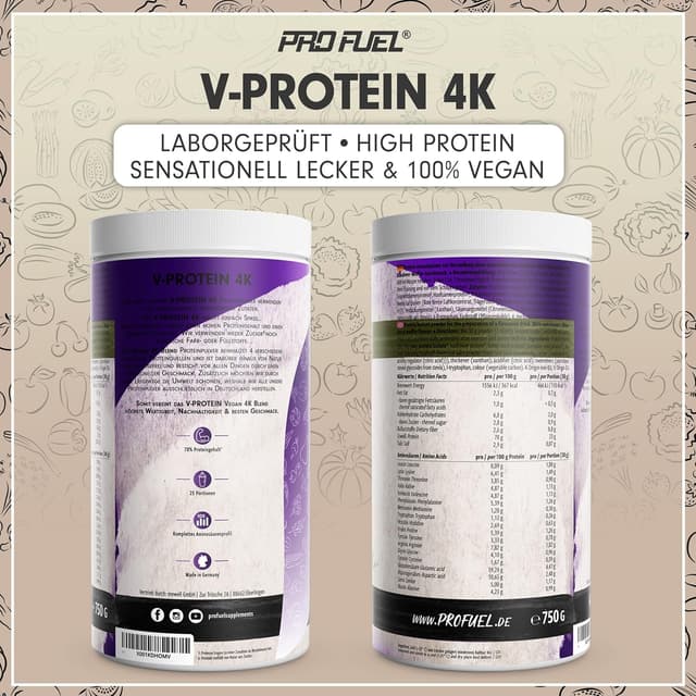 Detalle 2 de V-PROTEIN Vegan Protein Blueberry 750 g