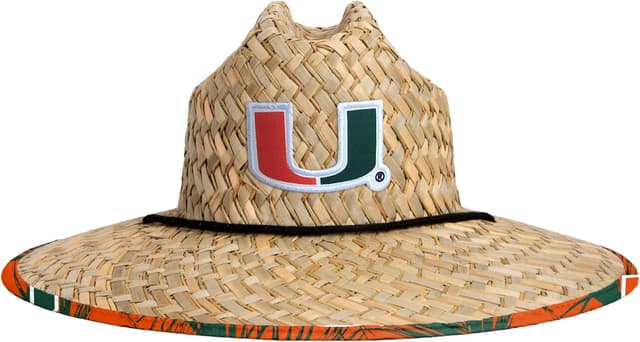 Detalle de FOCO NCAA Men’s College Team Logo Floral Lifeguard Beach Straw Sun Hat