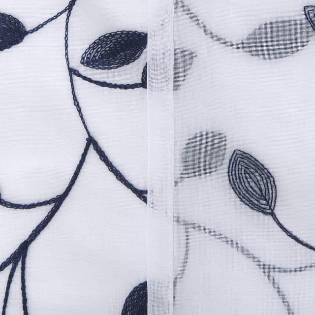 Detalle 2 de Deconovo eyelet faux linen voile net curtains in navy blue (55 x 54 drop) – 1 pair