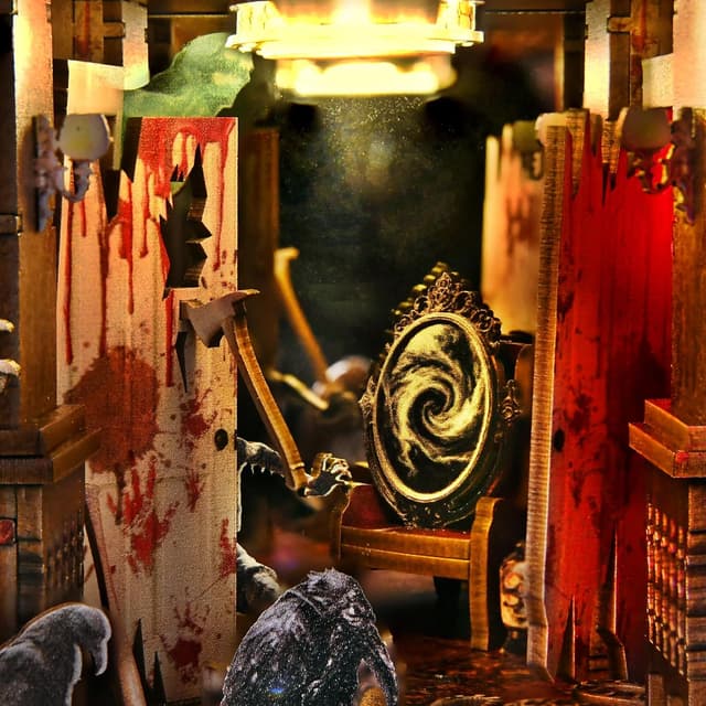 Detalle de ETKVR Book Nook Kit – Horror DIY Booknook Modell mit LCD, LED und Spiegelillusion für dein Bücherregal