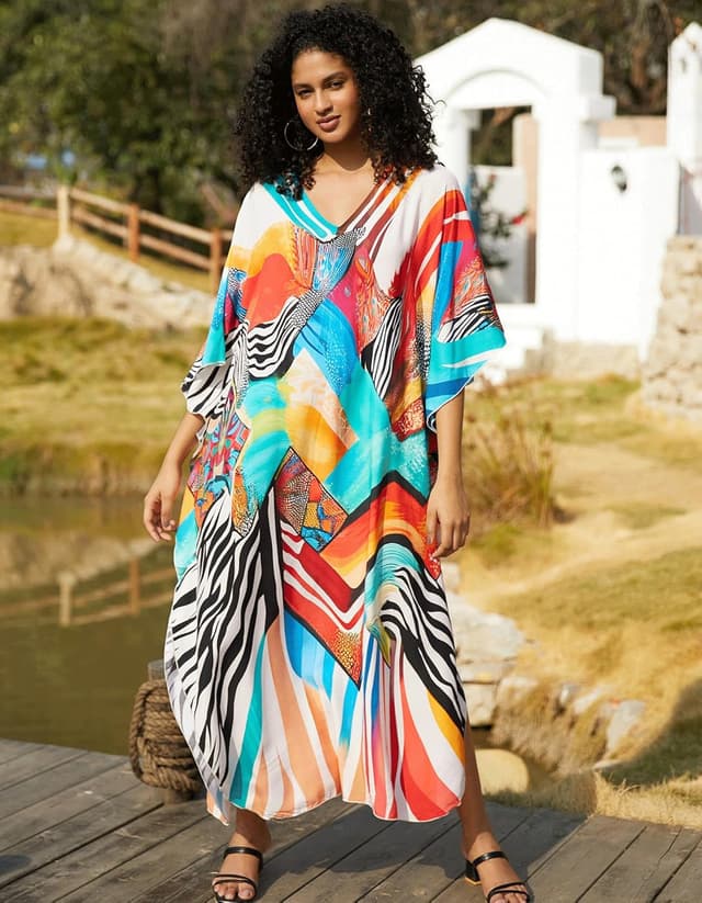 Thumbnail 6 de NFVNKJ Women’s Plus Size Beach Lounge Kaftan Maxi Dress Swimsuit Cover-Up