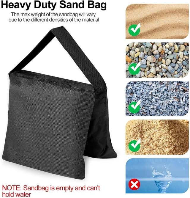 Detalle 2 de EMART 4-teiliges Sandbag-Set für Fotostative (25 x 51 cm) – Nylon-Sandsäcke zur Beschwerung