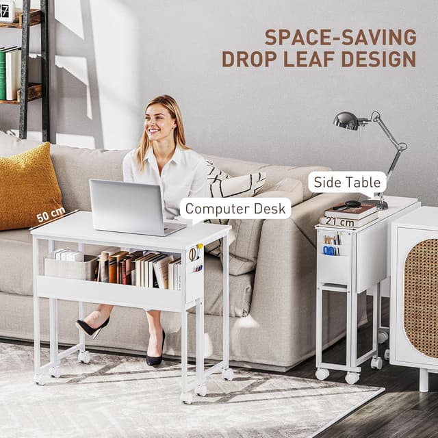 Detalle 2 de HOMCOM folding desk 80 cm with storage