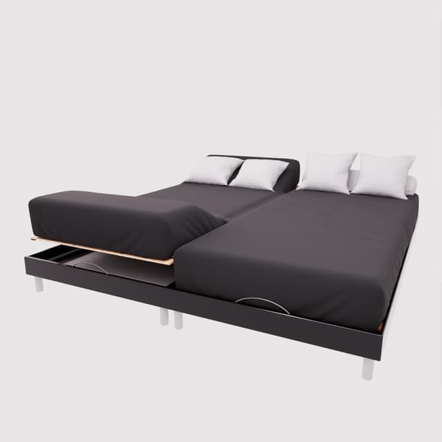 Detalle de Soleil d’ocre Soleil d'ocre – Drap housse TPR en coton 57 fils, 2x80x200 cm, UNI noir