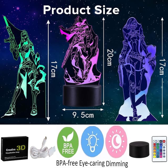 Detalle 2 de QQAAMZ Valorant Reyna 3D LED Nachtlicht