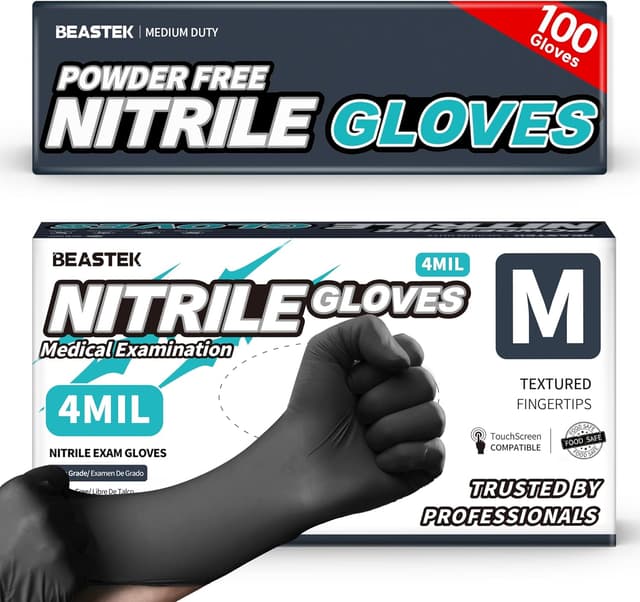 Imagen de Beastek Black 100pcs Nitrile Gloves 4Mil en OfertitasTOP
