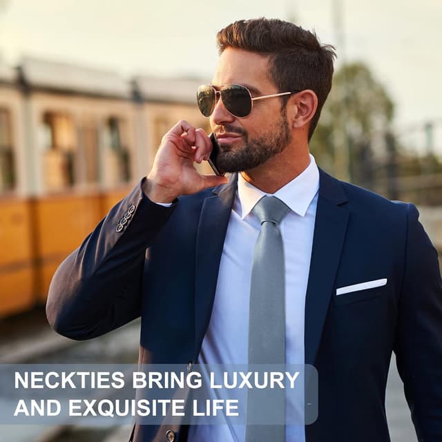 Thumbnail 5 de URAQT Corbata de Hombre Azul Grisáceo