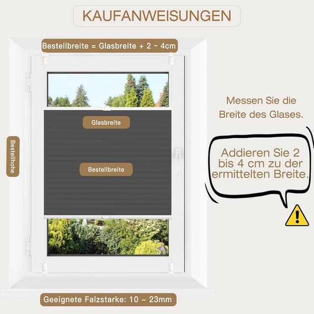 Detalle de Plissee Klemmfix ohne Bohren 40 x 130 cm (BxH) Anthrazit – für Tür & Fenster