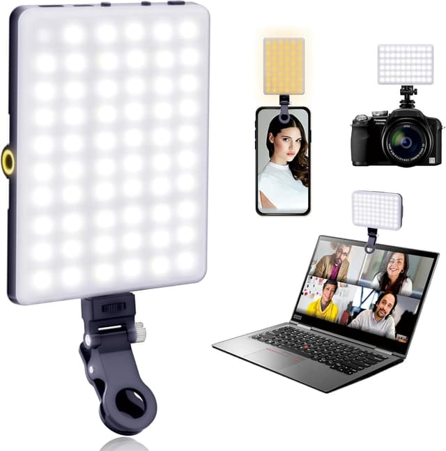 Detalle de 60 LEDs Selfie Light 3‑mode, Rechargeable Clip‑on