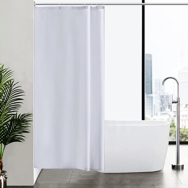 Detalle de Furlinic Petit rideau de douche anti-moisissure en polyester imperméable (100 x 200 cm) avec 6 crochets