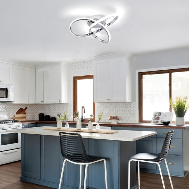 Detalle 1 de EIDISUNY 42W Dimmable LED Ceiling Light with Remote Control (40cm, 3000K–6000K, Chrome)