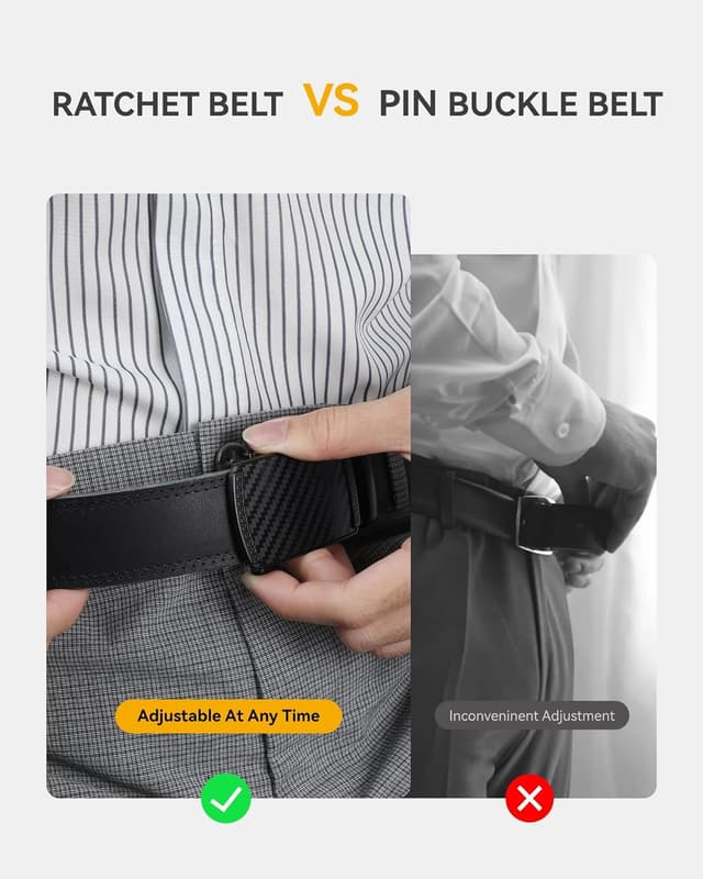 Detalle de CHAOREN cintura uomo in pelle con fibbia automatica a cricchetto da 35 mm